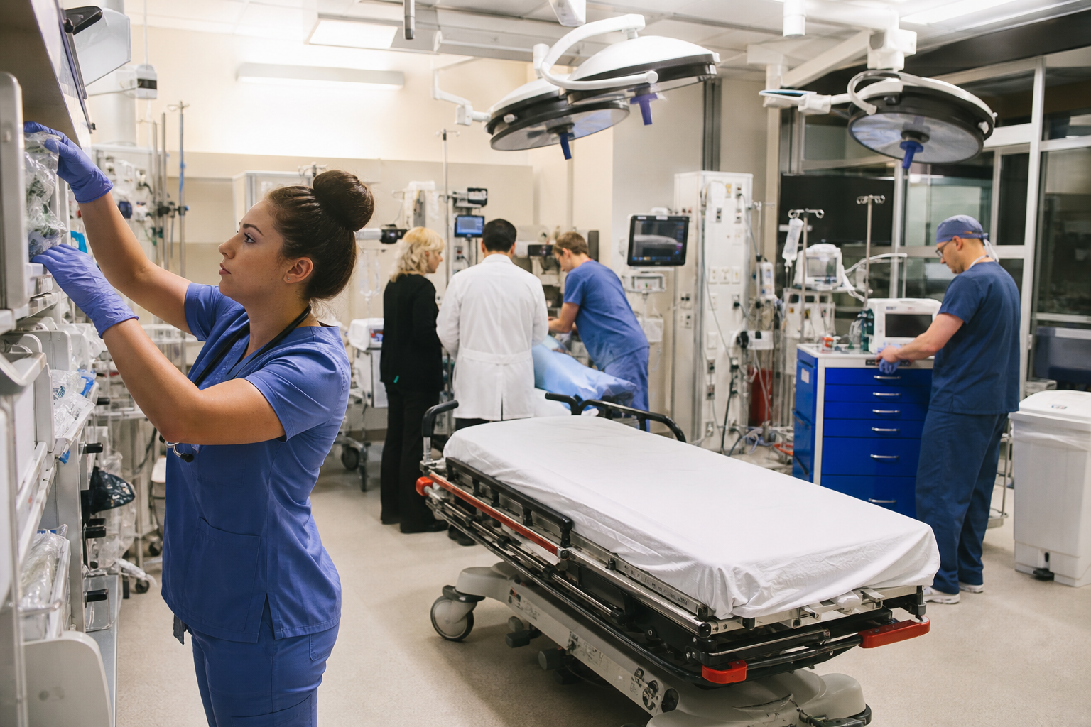 Emergency department team preparing care