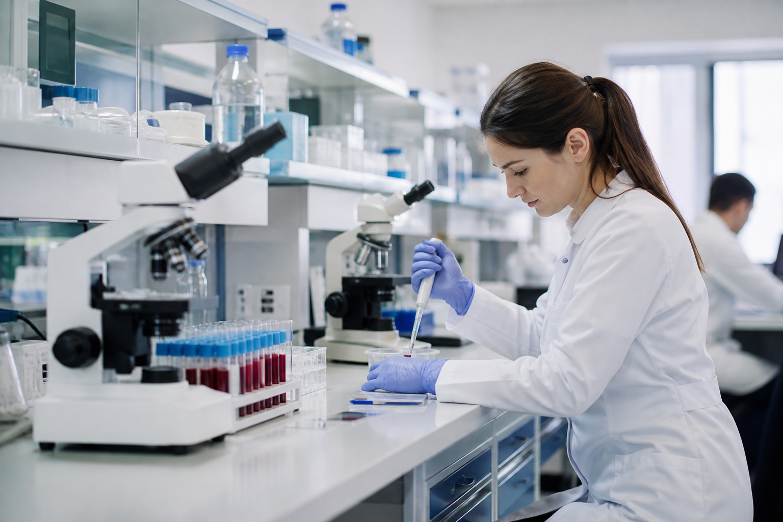 Hospital laboratory technician at work