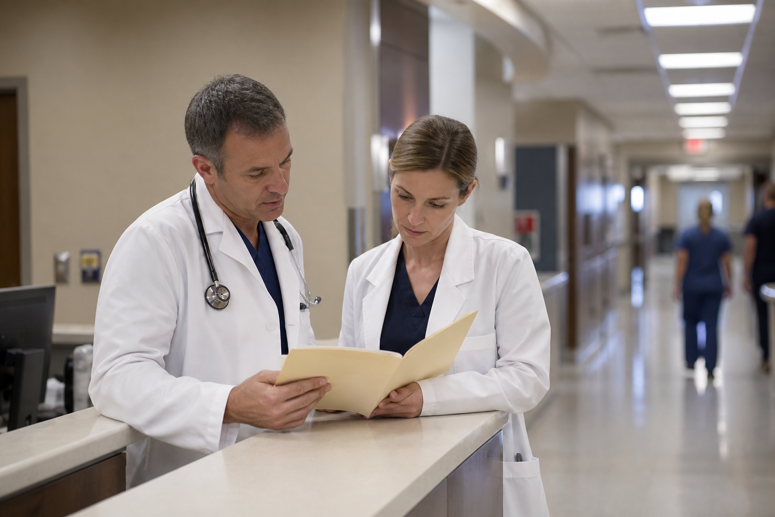 Physicians reviewing a patient chart
