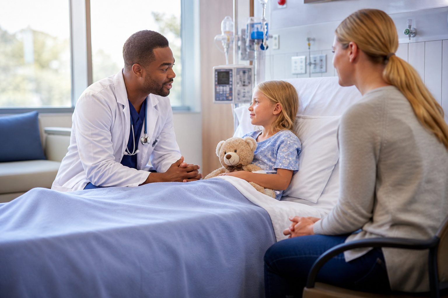 Pediatric visit with a family